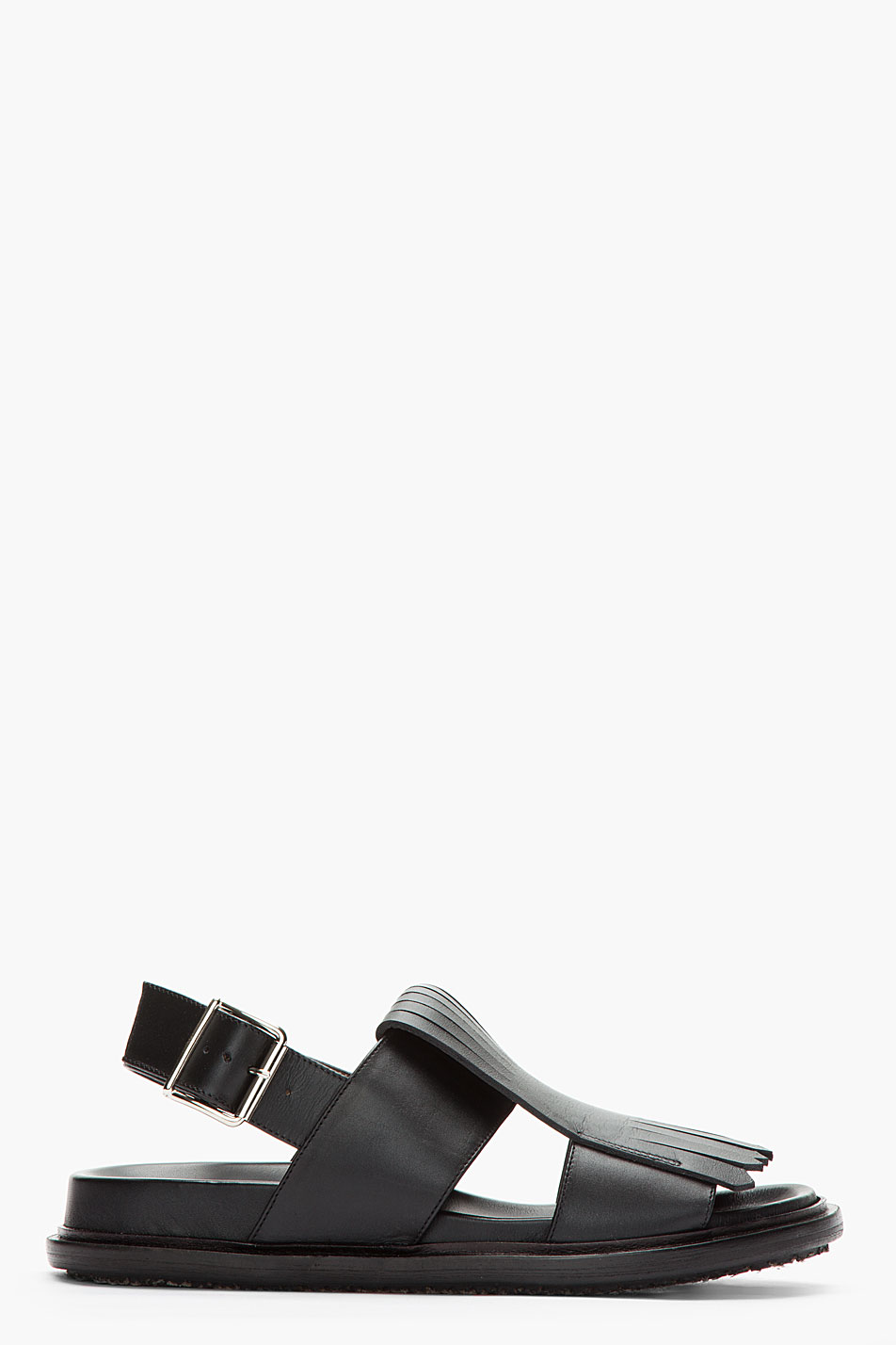 Marni Fringed Leather Sandals in Black for Men - Lyst