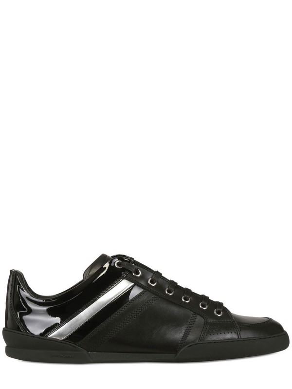 Lyst - Dior Homme Contrasting Stripe Leather Sneakers in Black for Men