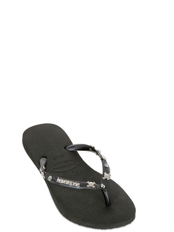 Havaianas Silver Skull Flip Flops in Black for Men - Lyst