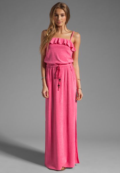 Juicy Couture Terry Maxi Dress in Pink (passion pink) | Lyst