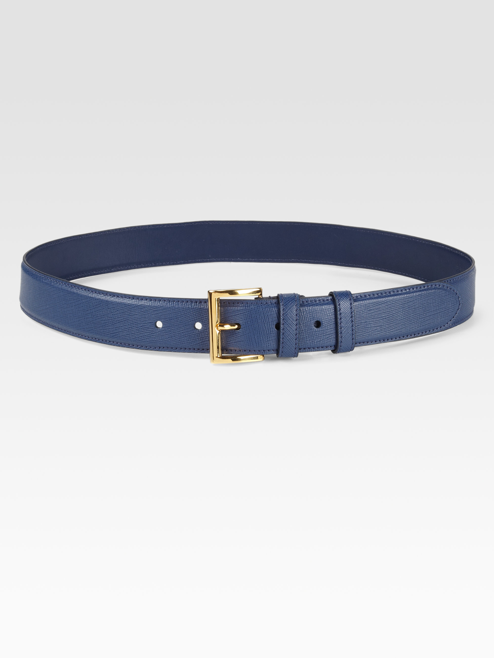 Prada Cinture Leather Belt in Black (blue) | Lyst  