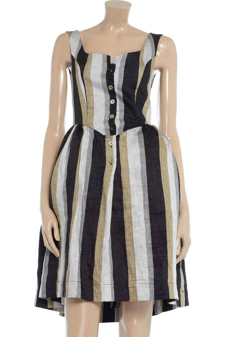 Lyst - Vivienne Westwood Anglomania Panier Striped Linenblend Dress in Blue