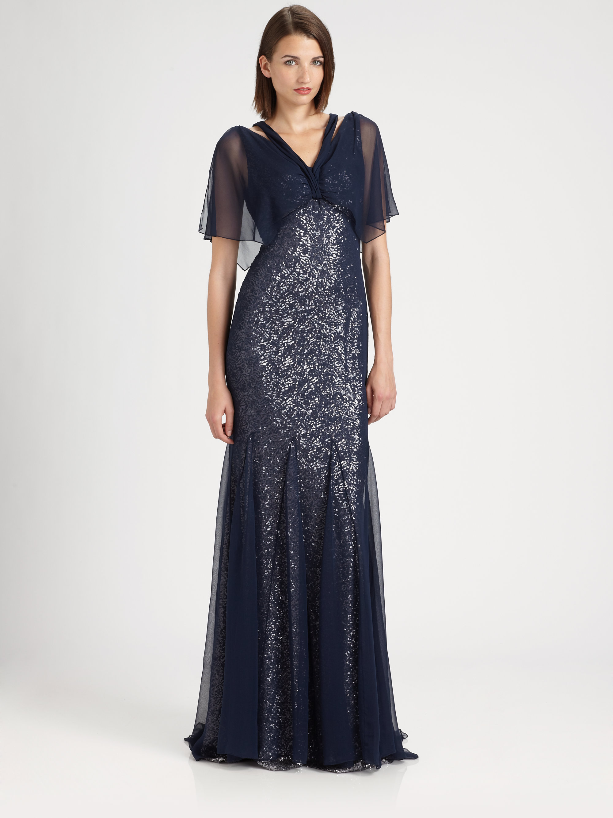 badgley mischka sequin gown