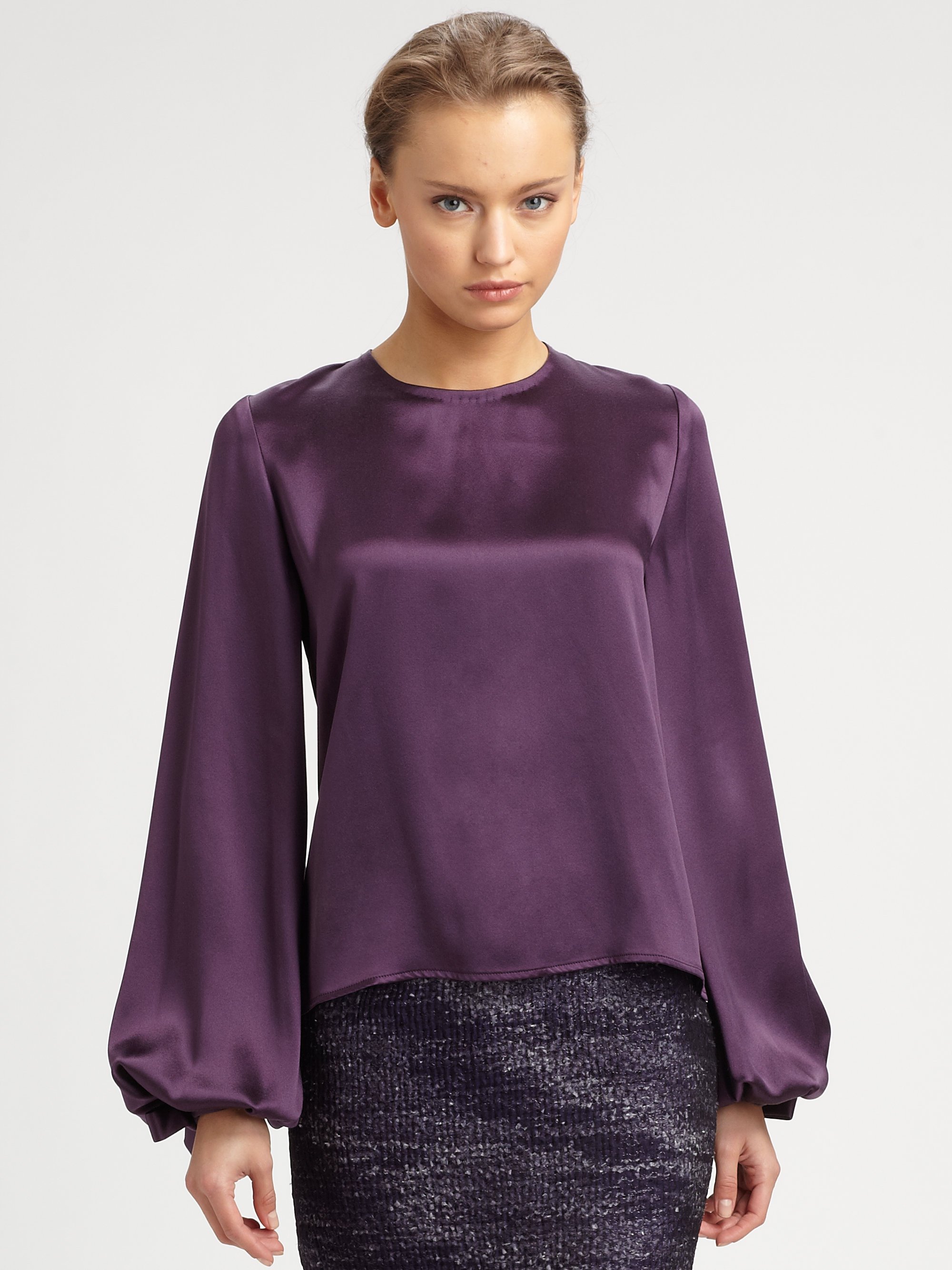 Carolina Herrera Purple Silk Charmeuse Blouse | Шёлковые блузки