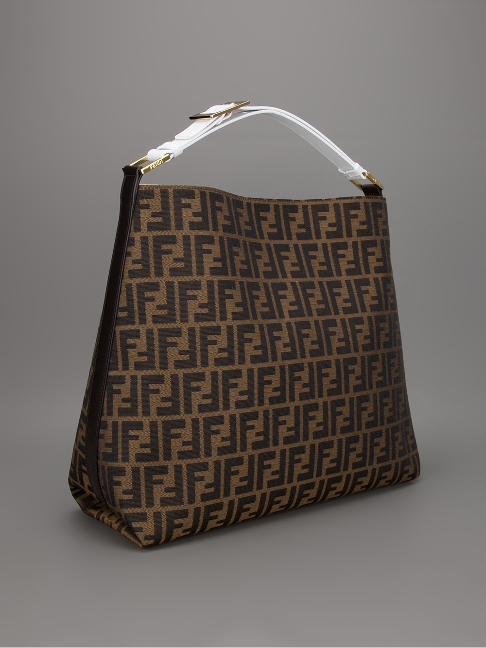 Fendi Zucca Jacquard Large Hobo Bag in Brown | Lyst