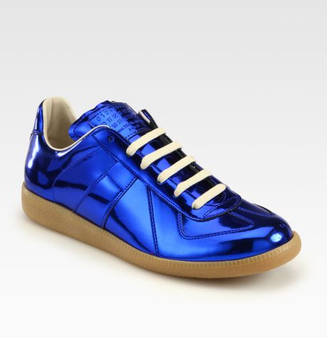 Maison Margiela Replica Metallic Laceup Sneakers in Blue for Men | Lyst