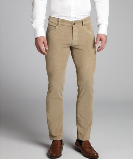 Prada Khaki Corduroy Straight Leg Pants in Khaki for Men | Lyst