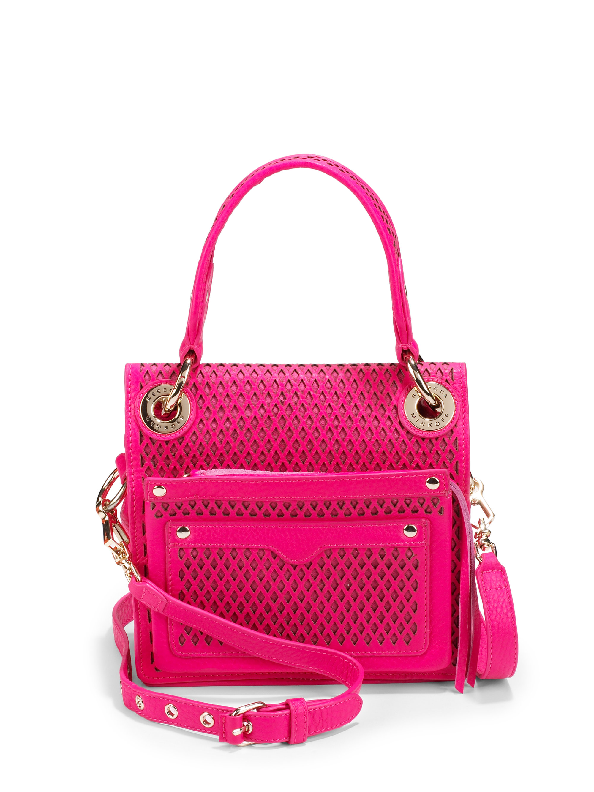 Rebecca Minkoff Daria Cutout Leather Crossbody Bag in Pink | Lyst