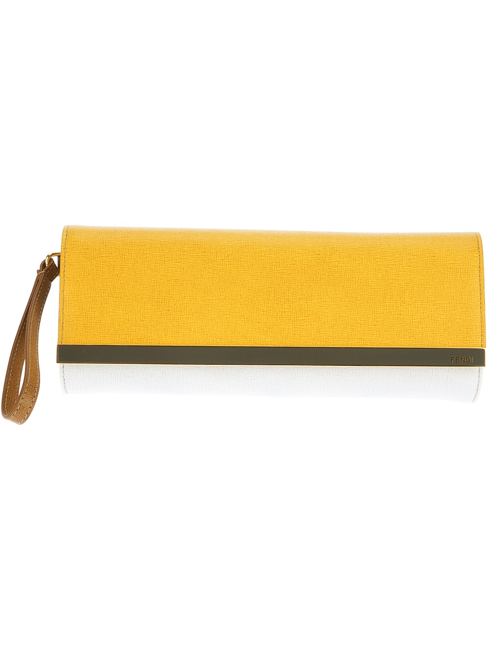 Fendi Clutch Bag with Wrist Strap in Yellow | Lyst  