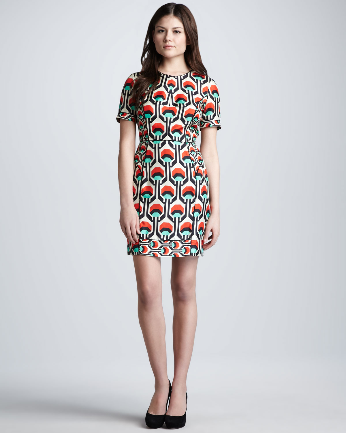 lyst milly sleeve geometric print dress lyst milly sleeve geometric print dress