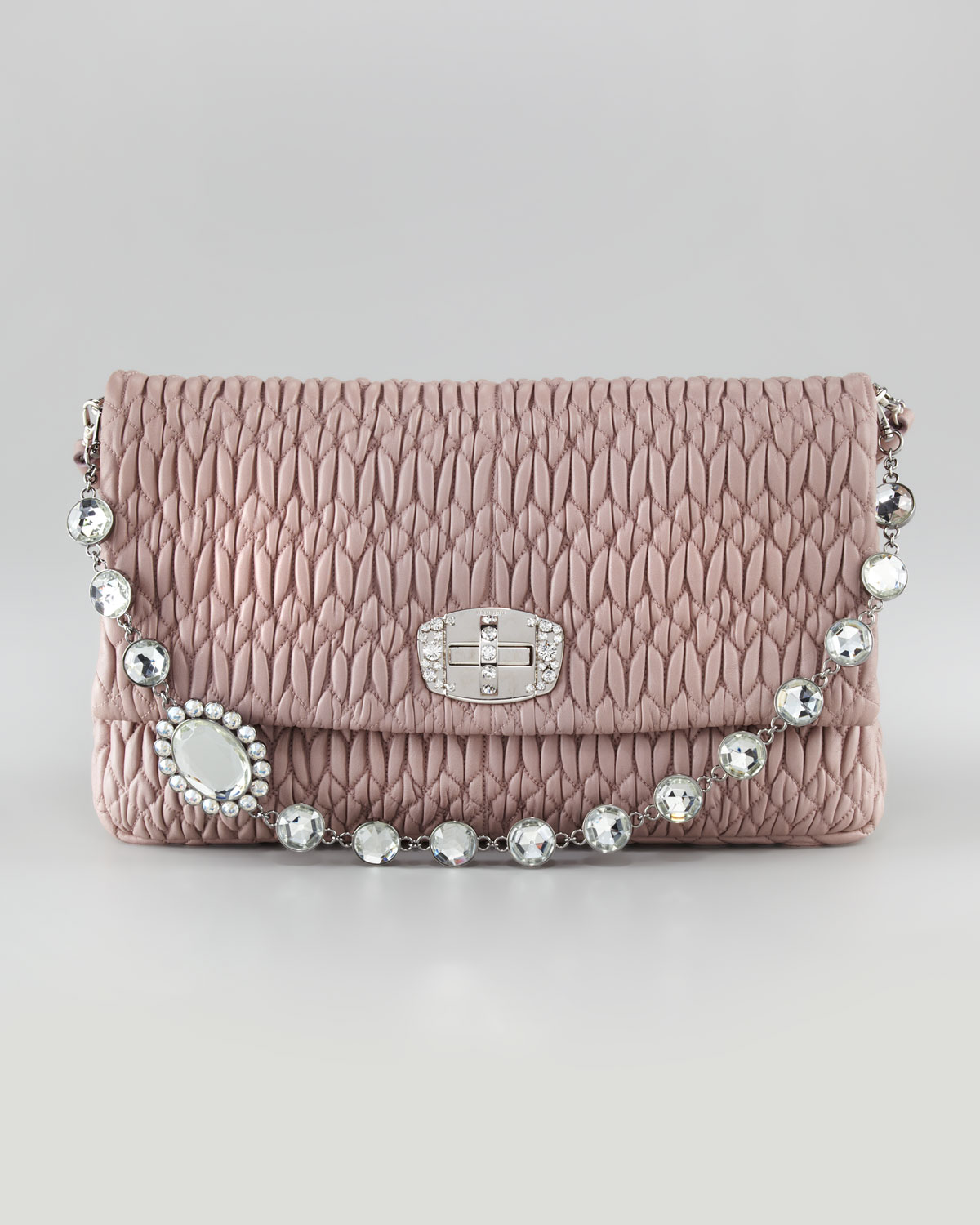 Miu Miu Jewel-Handle Large Clutch Bag in Pink (flesh/pink) | Lyst