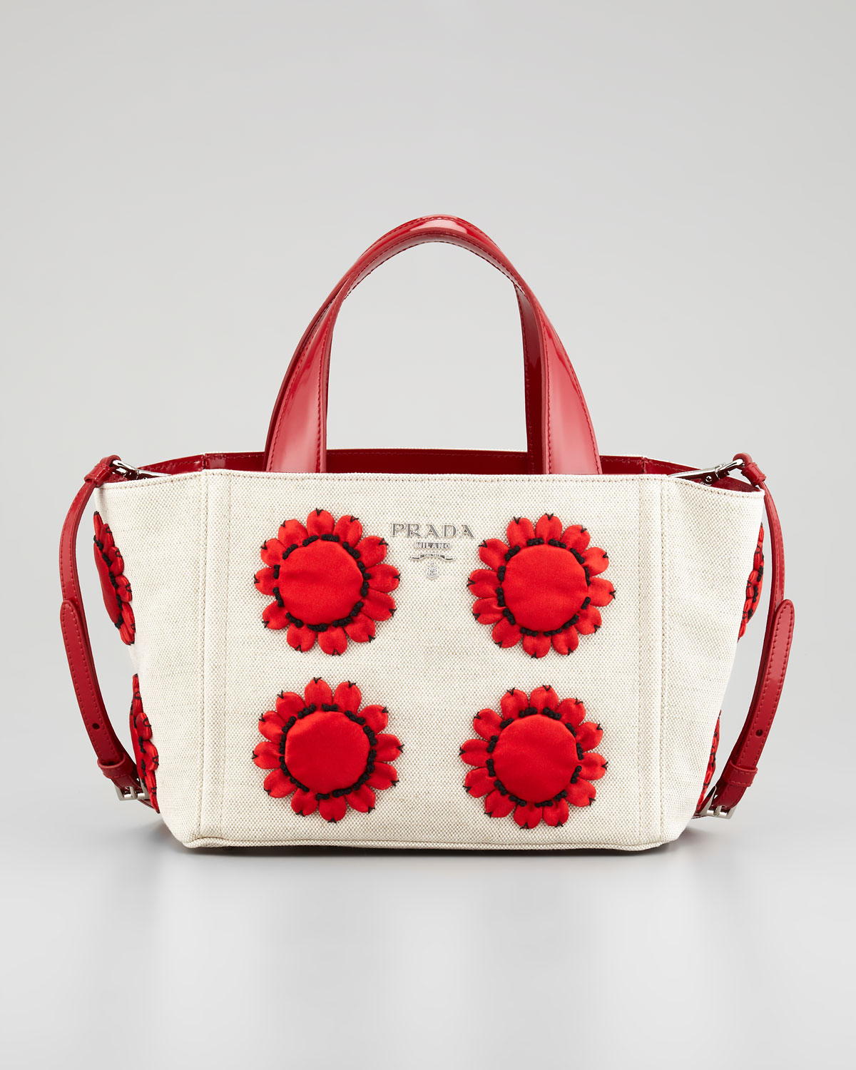 prada look alike bags - Prada Floral Basket Tote Bag in Red (multi colors) | Lyst