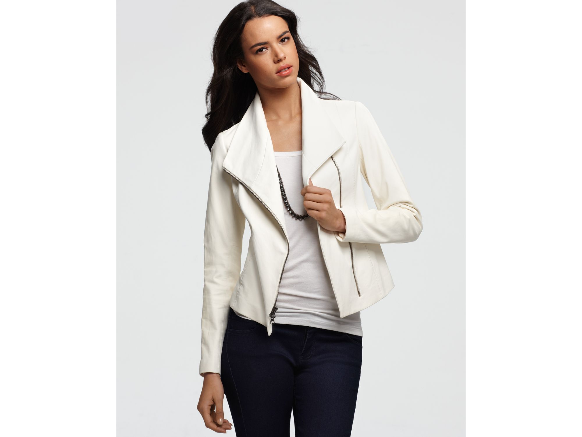 Lyst Vince Jacket Leather Scuba In Natural Gallery