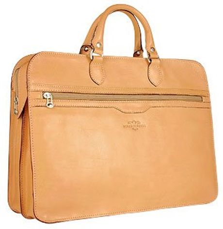 Robe Di Firenze Women'S Sand Double-Gusset Soft Leather Briefcase in ...