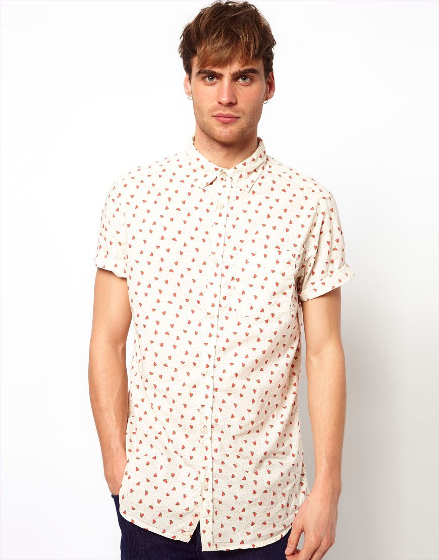 Lyst - River Island Watermelon Print Shirt in Natural for Men
