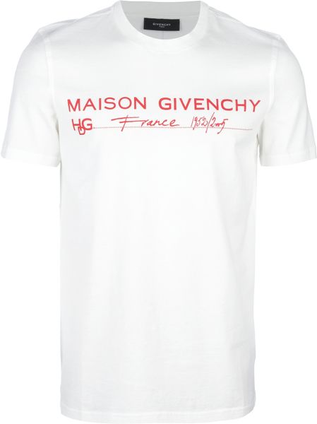 Givenchy Slogan Print T-Shirt in White for Men | Lyst