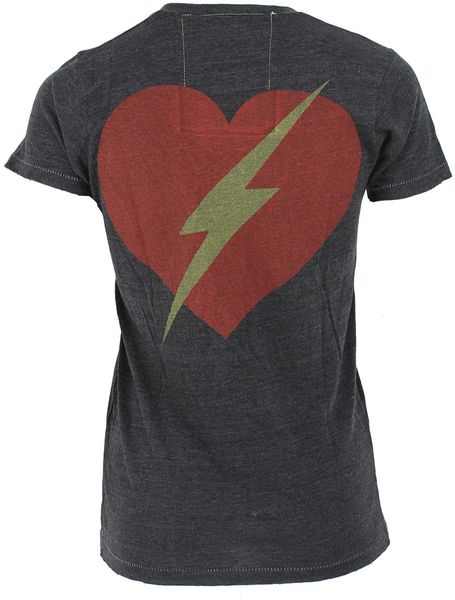 Aviator Nation Vneck Bolt Heart Tee in Gray (charcoal) | Lyst