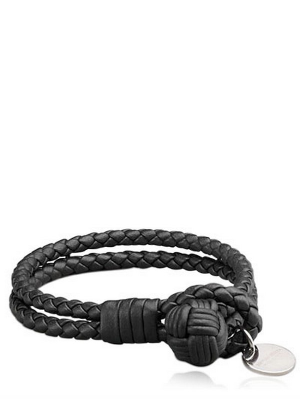 Lyst - Bottega veneta Nappa Classic Leather Bracelet in Black