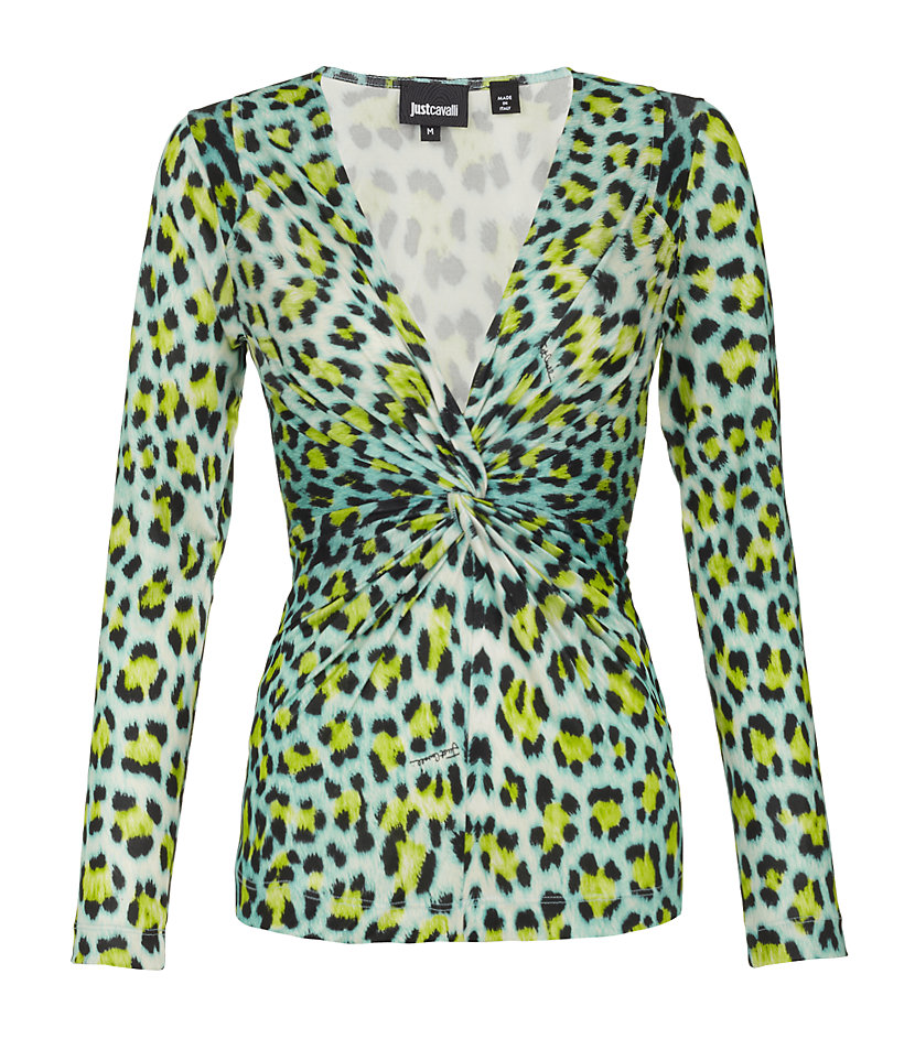 Just cavalli Leopard Print Top in Green | Lyst