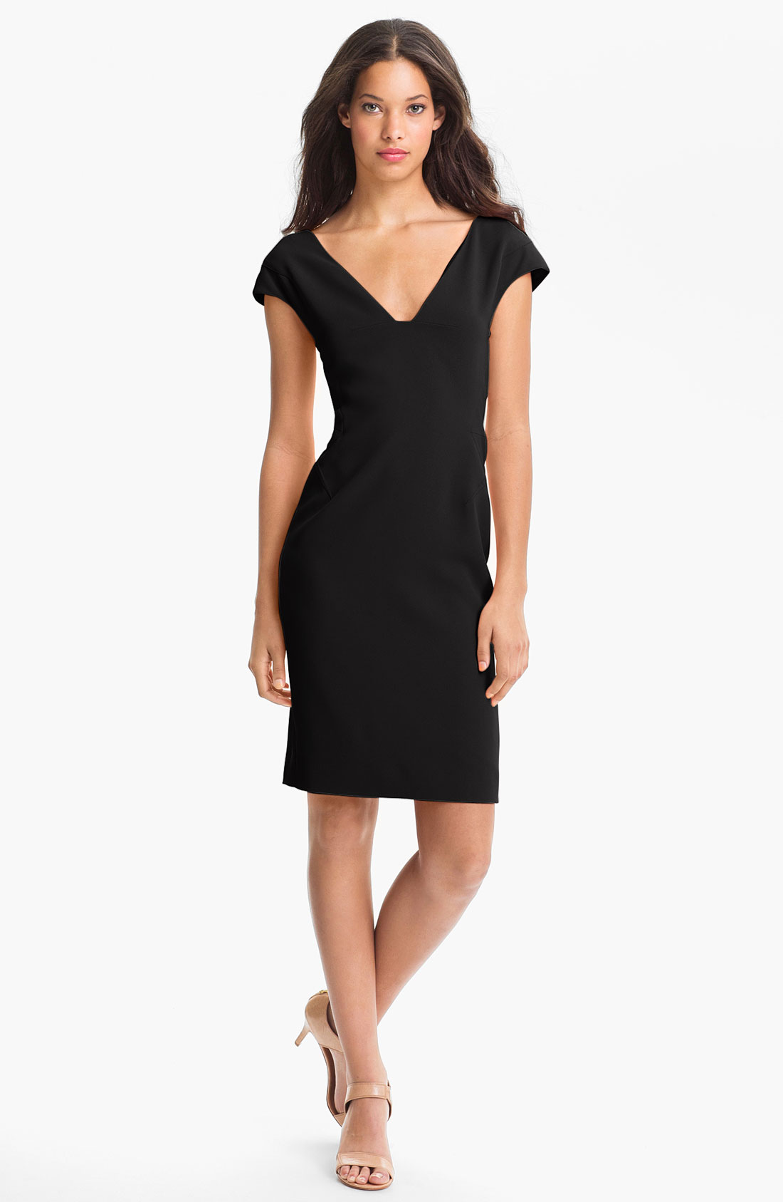 Rachel Roy Cap Sleeve Dress in Black | Lyst