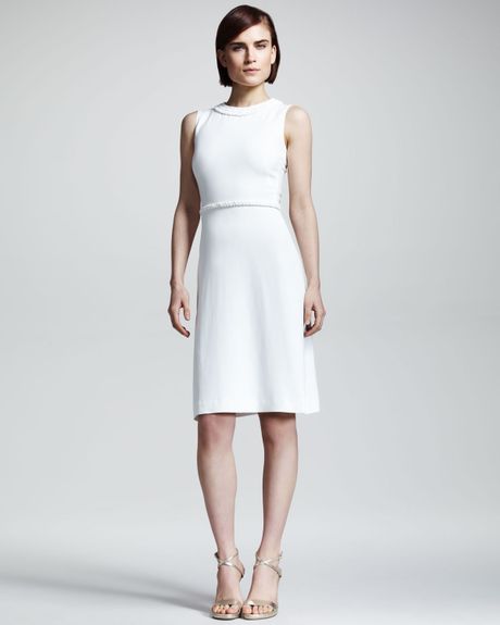 Valentino Braidtrim Cady Dress in White (ivory) | Lyst