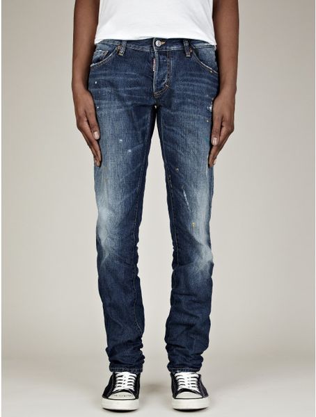 Dsquared2 Mens Stiff Washed Slim Jeans in Blue for Men (indigo) | Lyst