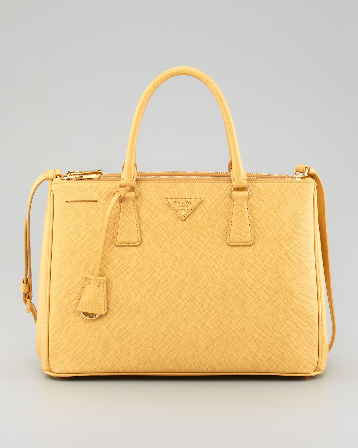 Lyst - Prada Saffiano Small Doublezip Tote Bag in Yellow