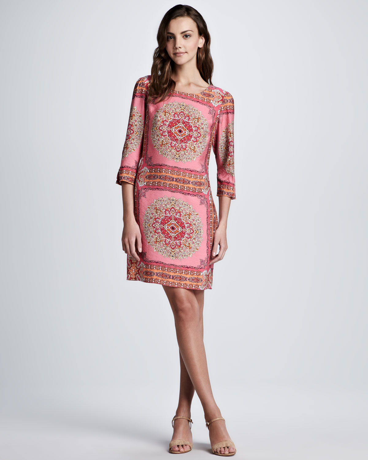 Laundry By Shelli Segal Scarf Print Dress in Pink (shell pink multi) | Lyst
