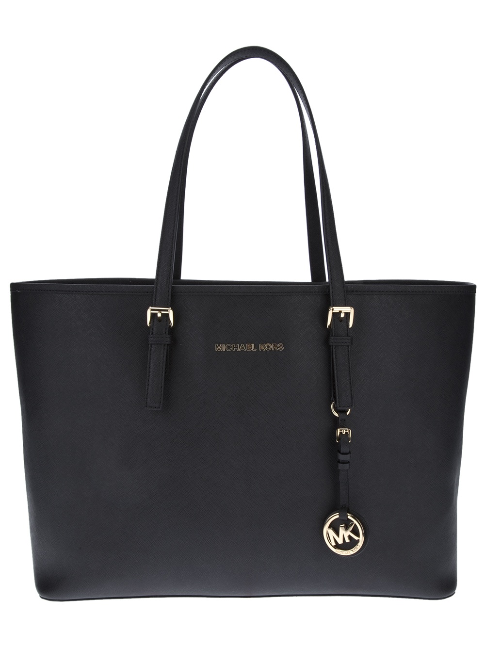 Michael kors Jet Set Travel Leather Tote in Black | Lyst