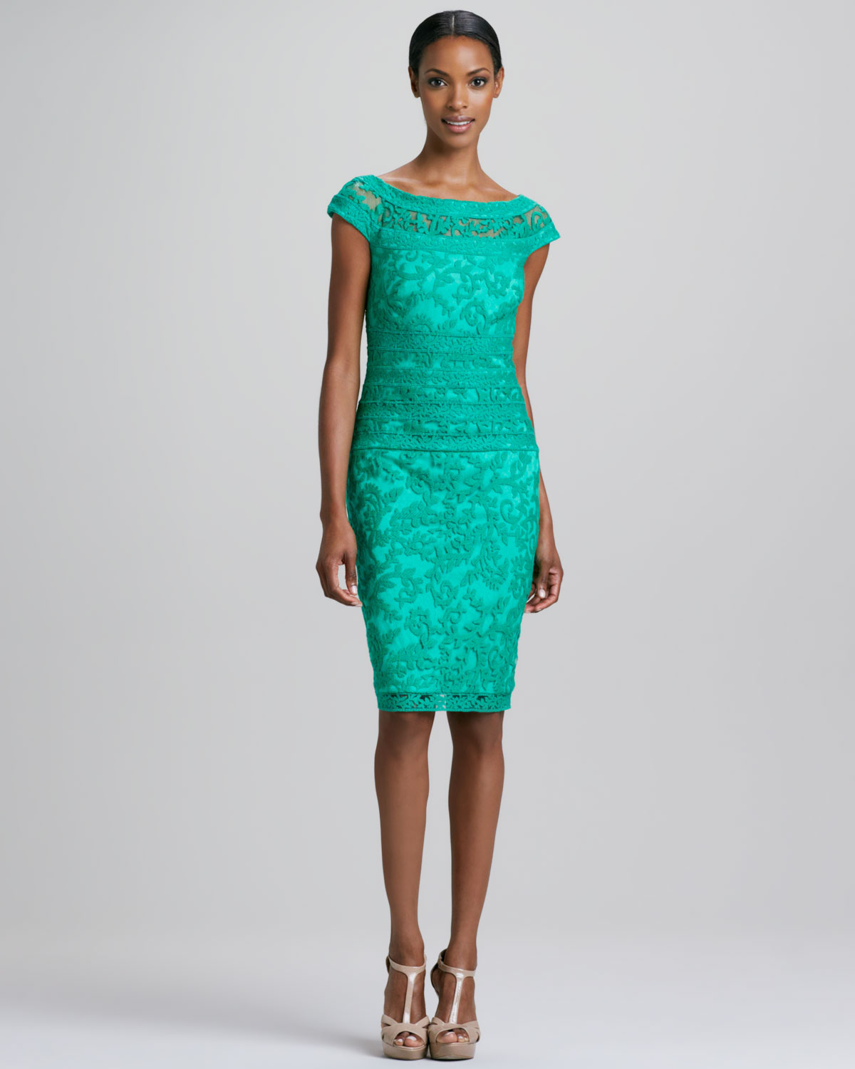 Tadashi shoji Capsleeve Lace-overlay Cocktail Dress in ...