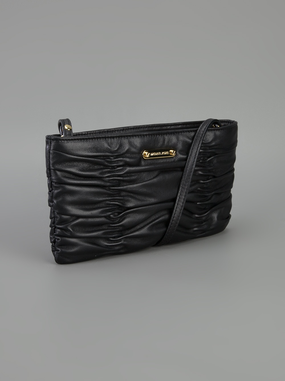 michael kors black leather clutch bag