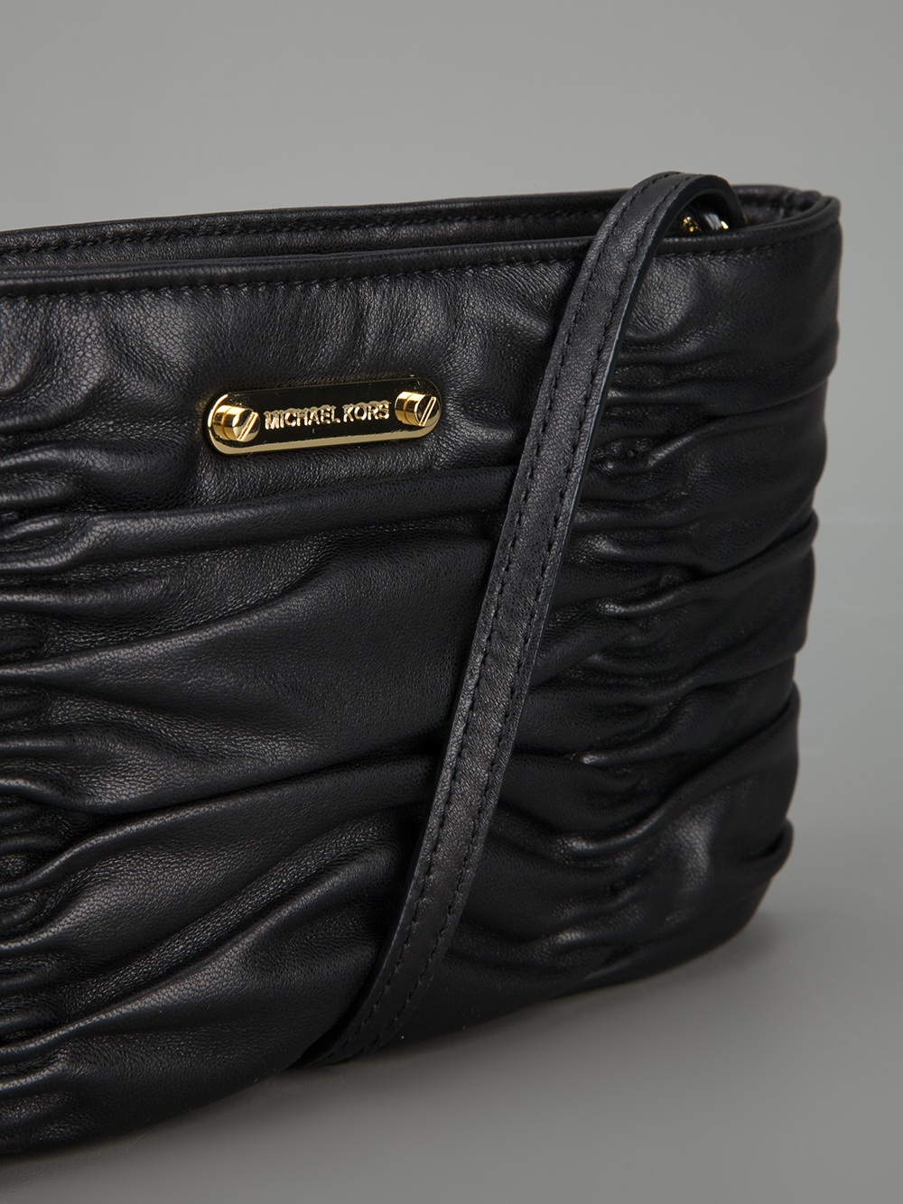 michael kors black leather clutch bag