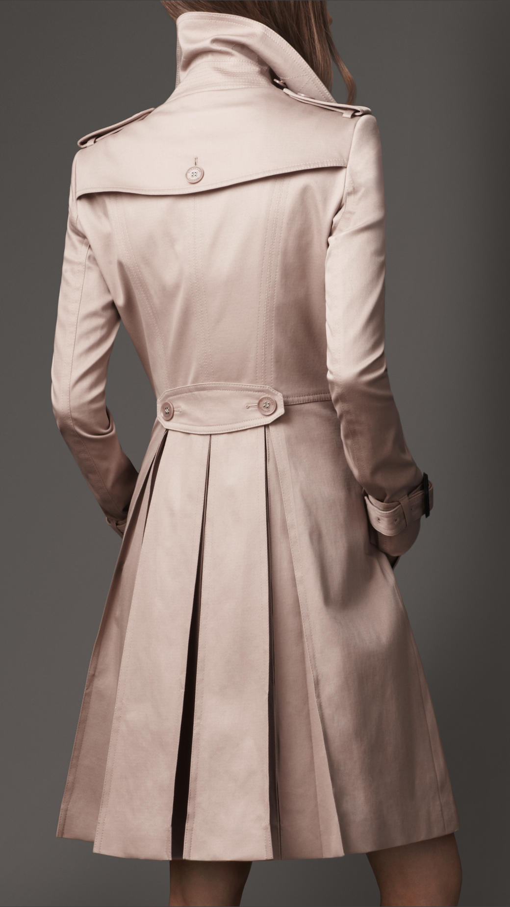 Lyst - Burberry Long Full Skirt Stretch Cotton Trench Coat in Natural