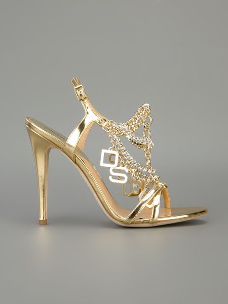 Dsquared2 Chain Strap Sandal in Gold | Lyst