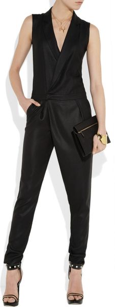 J Brand Angelina Sleeveless Crepe Tuxedo Jumpsuit in Black | Lyst
