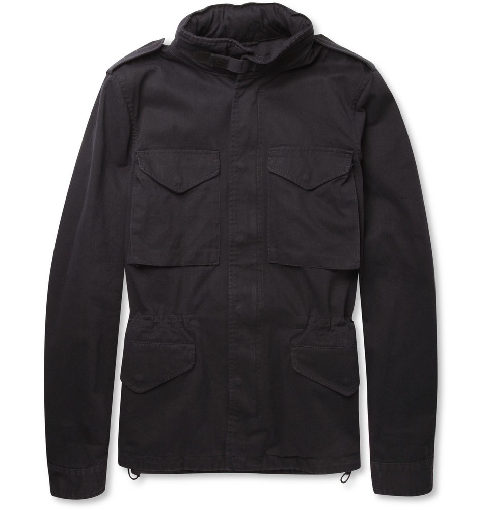 Aspesi Hooded Cotton Field Jacket in Black for Men Lyst