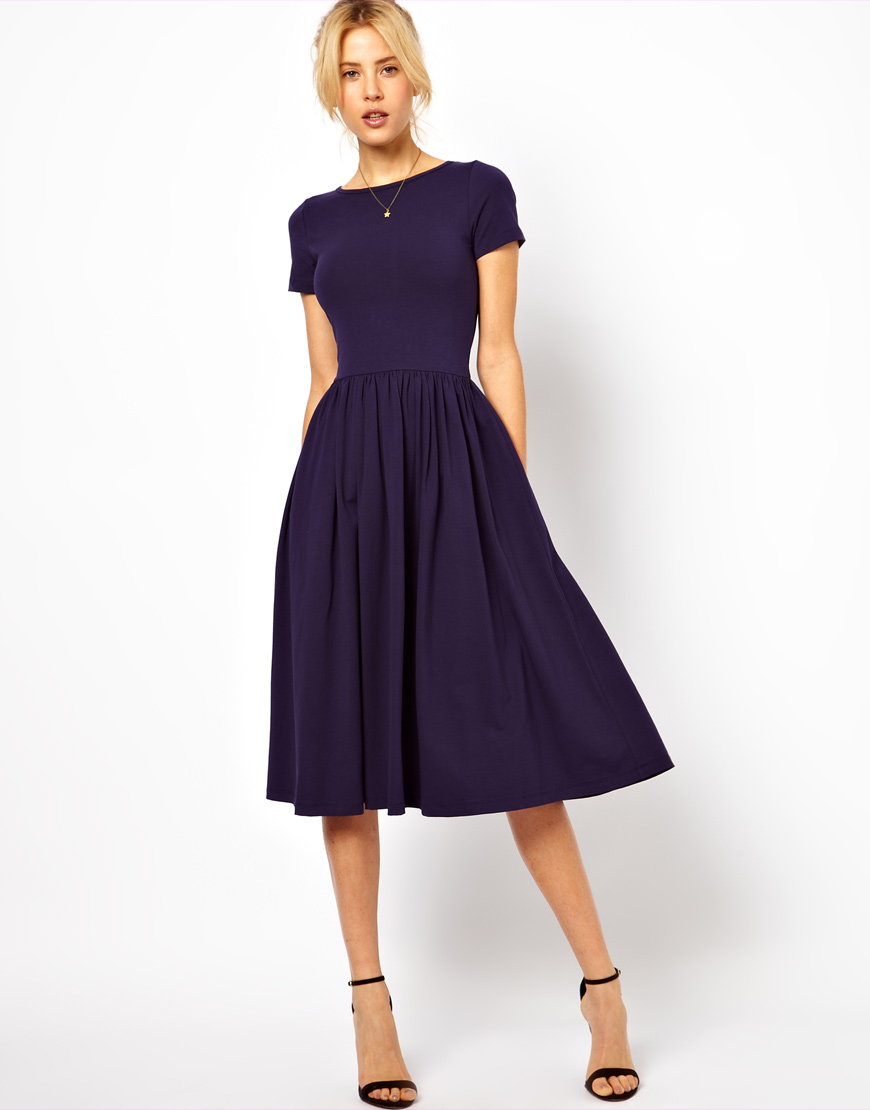 asos collection navy asos midi dress with short sleeves product 1 6920906 548155775