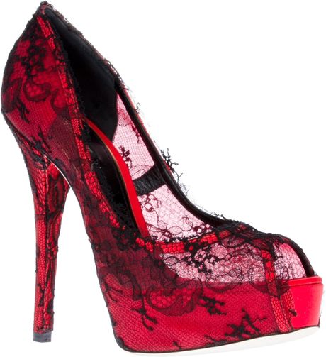 Dolce & Gabbana Peep Toe Stiletto Pump in Red | Lyst