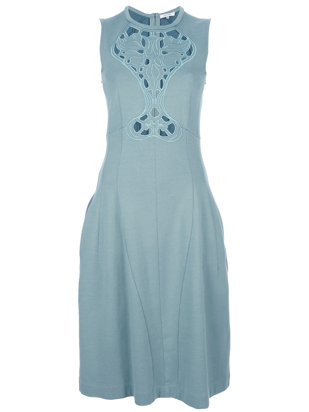 Lyst - Carven Cut-Out Embroidered Dress in Blue