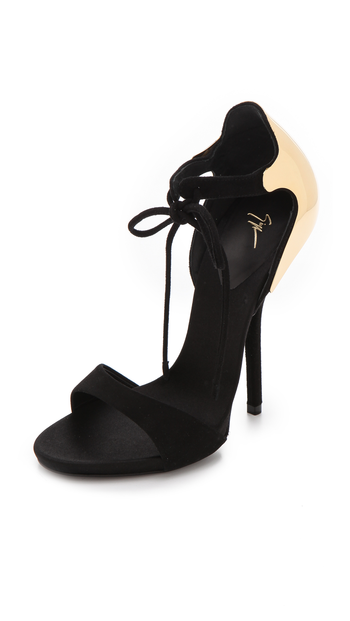 Lyst - Giuseppe Zanotti Strapped Sandals with Metal Back in Black