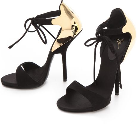 Giuseppe Zanotti Strapped Sandals with Metal Back in Black | Lyst