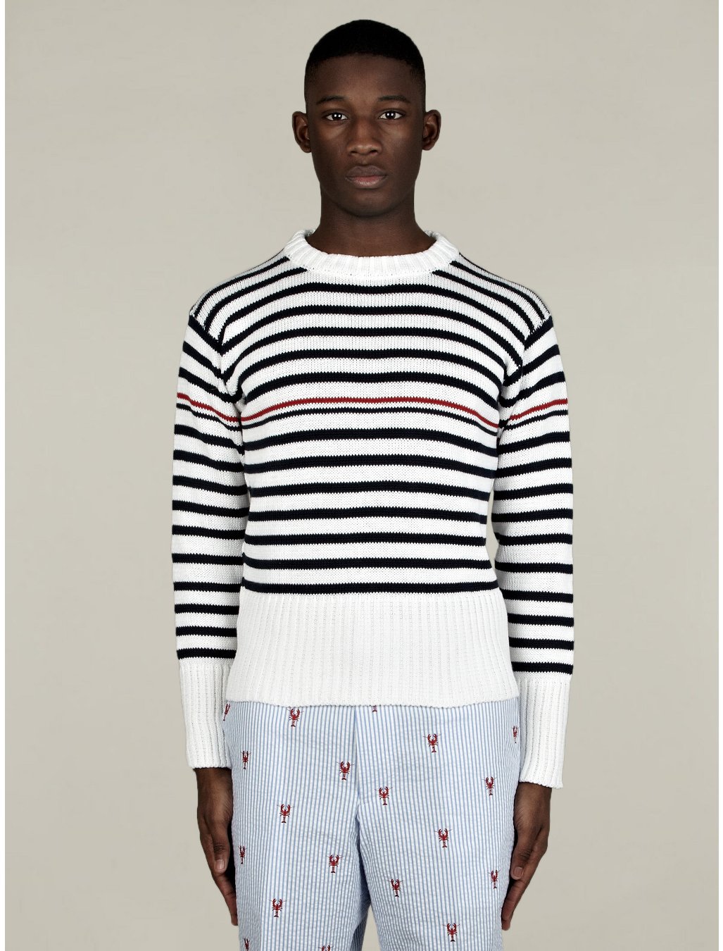 Thom Browne Mens Stripe Knit Jumper in White for Men | Lyst