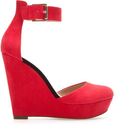 Zara Wedge Heel Vamp Shoe in Red | Lyst