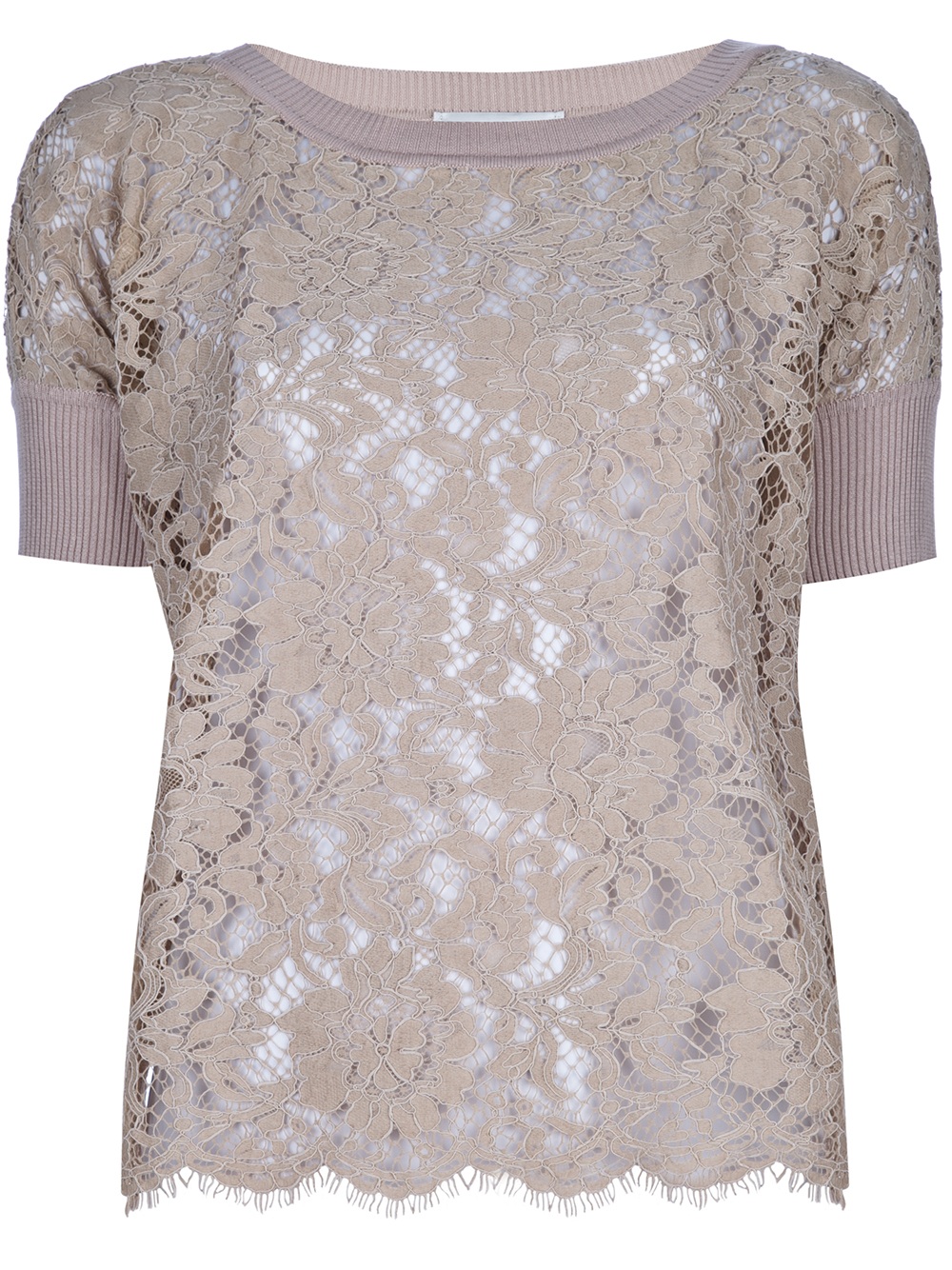 Valentino Lace Top in Beige | Lyst