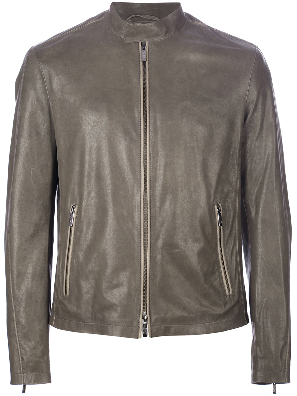 Armani Leather Jacket in Green for Men | Lyst