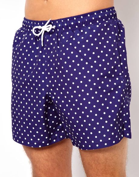 Asos Swim Shorts with Polka Dot Print in Blue for Men | Lyst