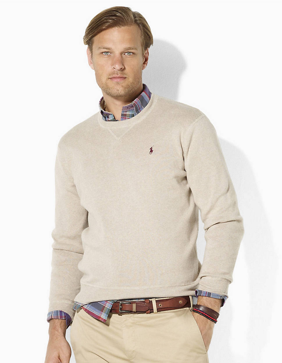 Polo ralph lauren Long Sleeved Combed Cotton Crewneck Sweater in ...