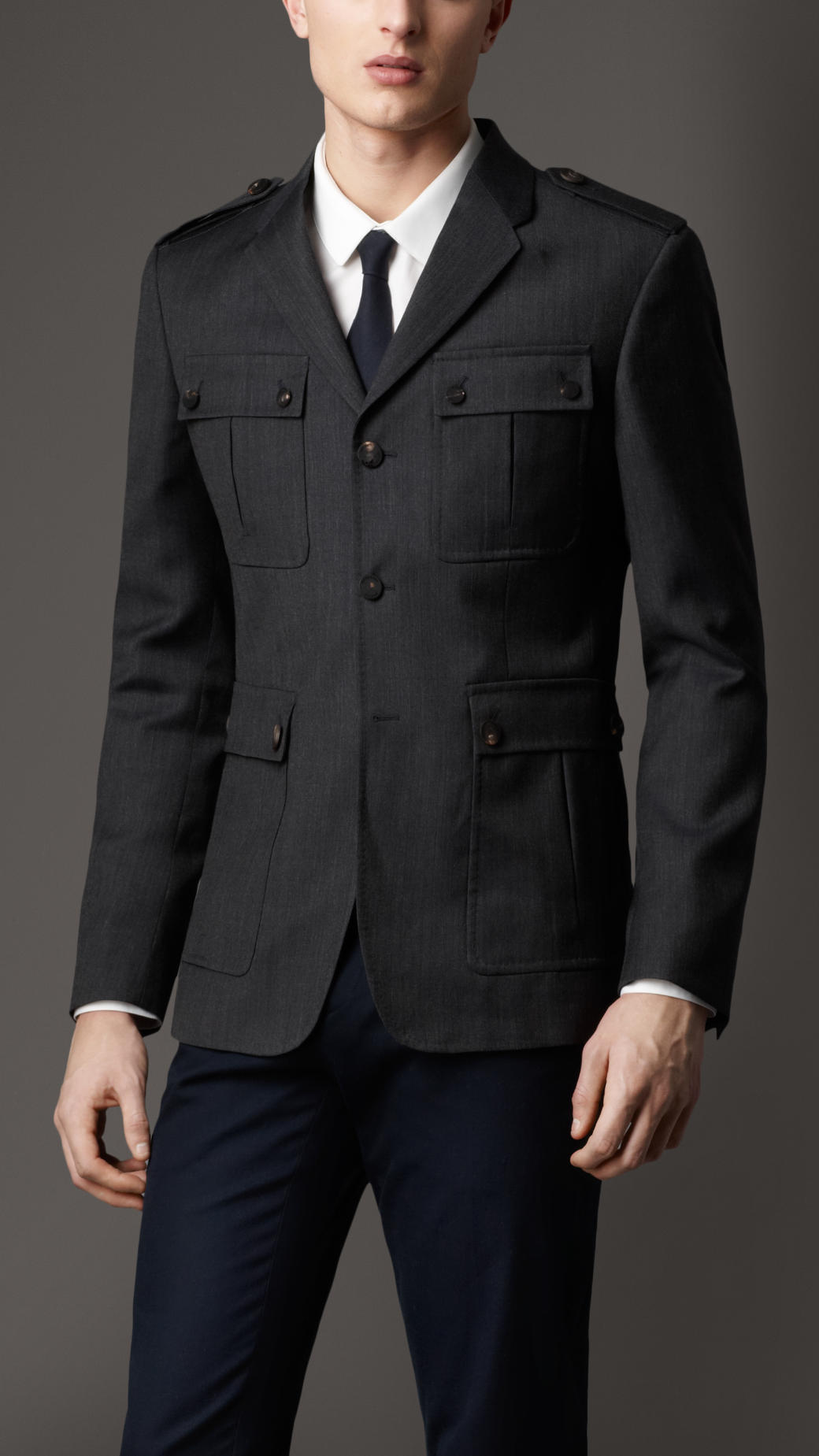 Lyst - Burberry Modern Fit Wool Military Jacket in Gray for Men