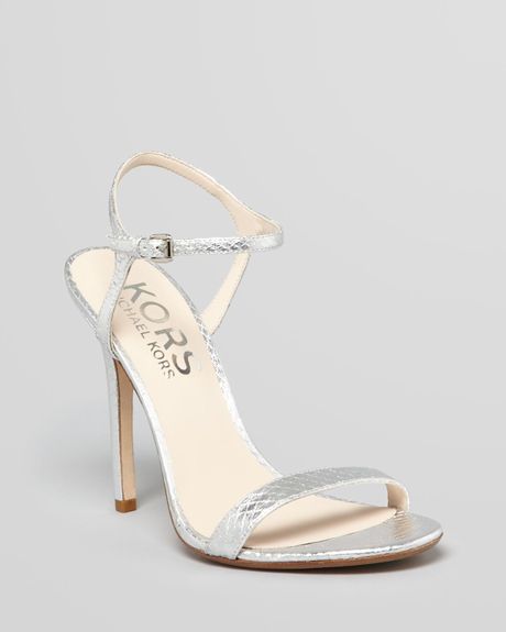 Kors By Michael Kors Sandals Mikaela High Heel in Silver | Lyst