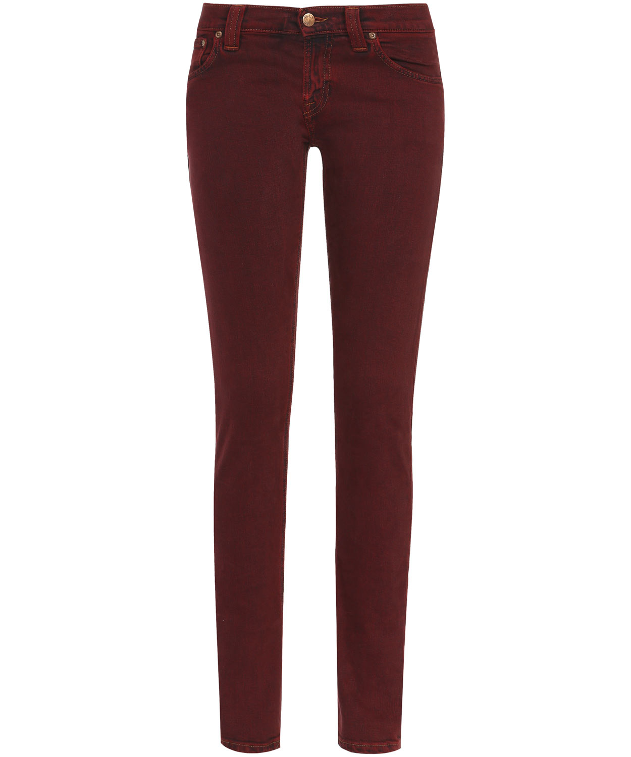 Nudie jeans Burgundy Long John Skinny Jeans in Red | Lyst